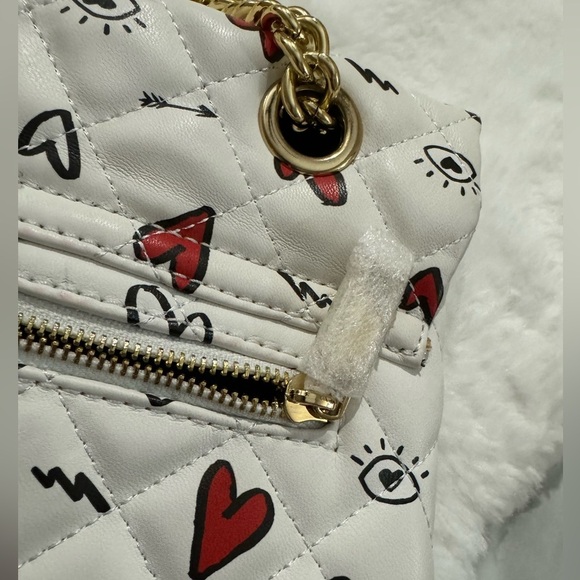 Aldo Caraglio Valentines Heart Print Chain Shoulder Quilted Crossbody Purse RARE - Picture 9 of 15